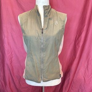 equestrian style vest 
green/tan